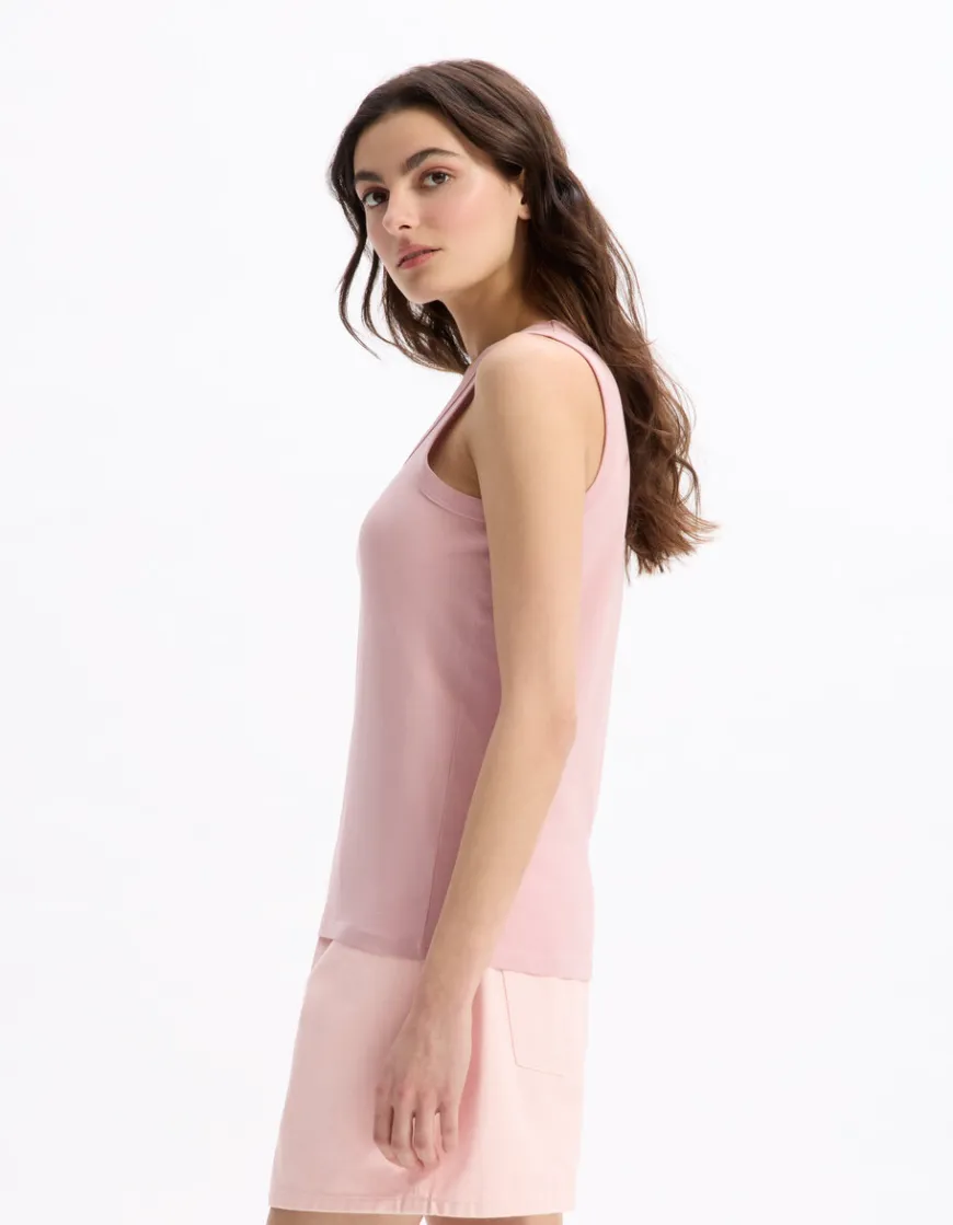 Celio Débardeur coton biologique - rose^Femme Les Essentiels Aux Meilleurs Prix|T-Shirts & Tops