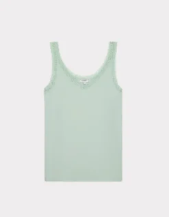 Celio Débardeur côtelé à dentelle - vert^Femme Les Essentiels Aux Meilleurs Prix|T-Shirts & Tops