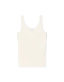 Celio Débardeur côtelé à dentelle - écru^Femme Les Essentiels Aux Meilleurs Prix|T-Shirts & Tops