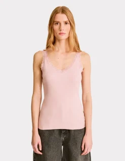 Celio Débardeur côtelé à dentelle - rose^Femme T-Shirts & Tops