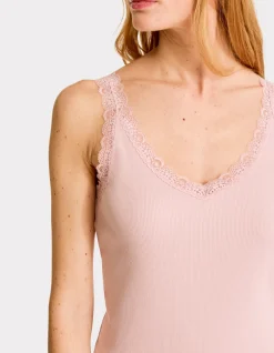 Celio Débardeur côtelé à dentelle - rose^Femme T-Shirts & Tops