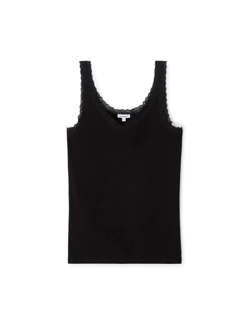 Celio Débardeur côtelé à dentelle -^Femme Les Essentiels Aux Meilleurs Prix|T-Shirts & Tops