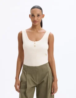 Celio Débardeur côtelé court - beige^Femme Les Essentiels Aux Meilleurs Prix|T-Shirts & Tops