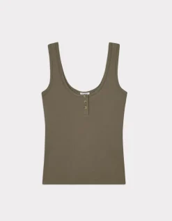Celio Débardeur côtelé court - kaki^Femme Les Essentiels Aux Meilleurs Prix|T-Shirts & Tops