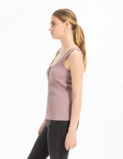 Celio Débardeur côtelé court - violet^Femme T-Shirts & Tops
