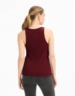 Celio Débardeur côtelé uni - bordeaux^Femme T-Shirts & Tops