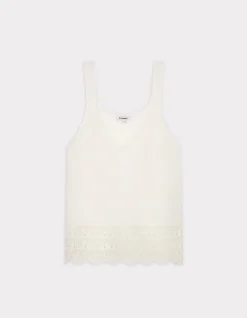 Celio Débardeur en maille crochet - écru^Femme Pulls|T-Shirts & Tops