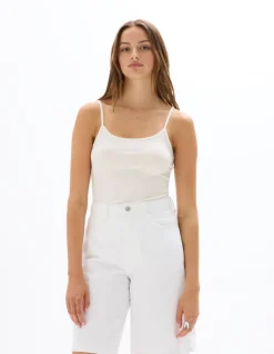 Celio Débardeur uni à fines bretelles - écru^Femme Les Essentiels Aux Meilleurs Prix|T-Shirts & Tops