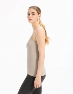 Celio Débardeur uni à fines bretelles - beige^Femme T-Shirts & Tops