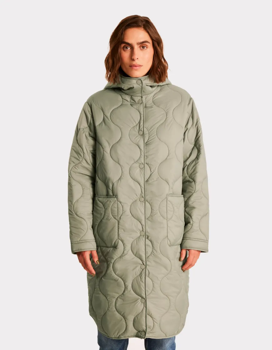 Celio Doudoune légère longue à capuche - vert^Femme Doudounes|Manteaux