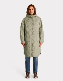 Celio Doudoune légère longue à capuche - vert^Femme Doudounes|Manteaux