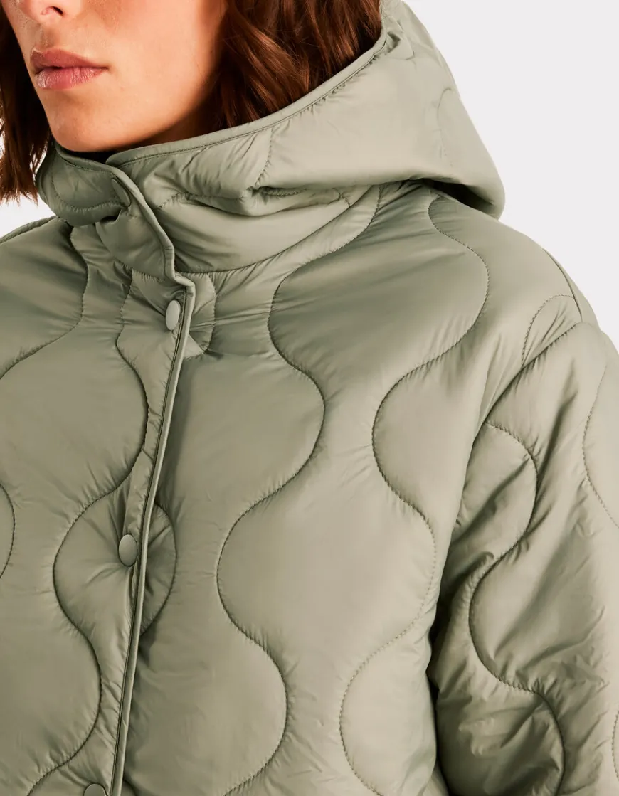 Celio Doudoune légère longue à capuche - vert^Femme Doudounes|Manteaux