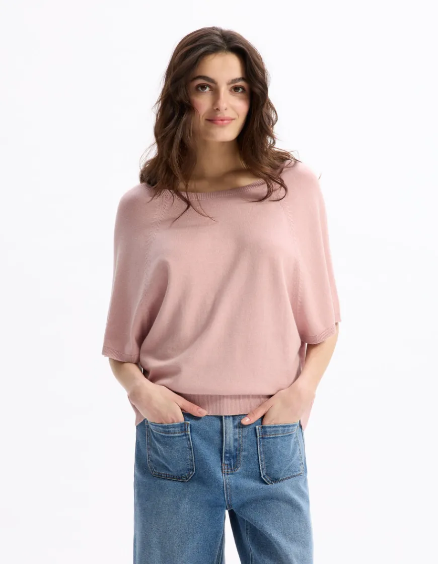 Celio Gilet ample en maille fine - rose grisé^Femme Gilets & Cardigans|Pulls
