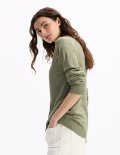 Celio Gilet boutonné en maille fine - vert^Femme Les Essentiels Aux Meilleurs Prix|Gilets & Cardigans