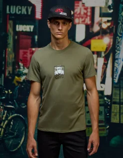 Celio GTO - T-shirt kaki Eikichi Onizuka^Homme T-Shirts|Collabs