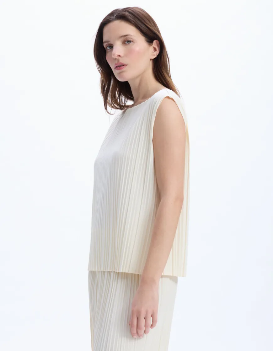 Celio Haut ensemble maille plissée - beige^Femme T-Shirts & Tops|Les Ensembles