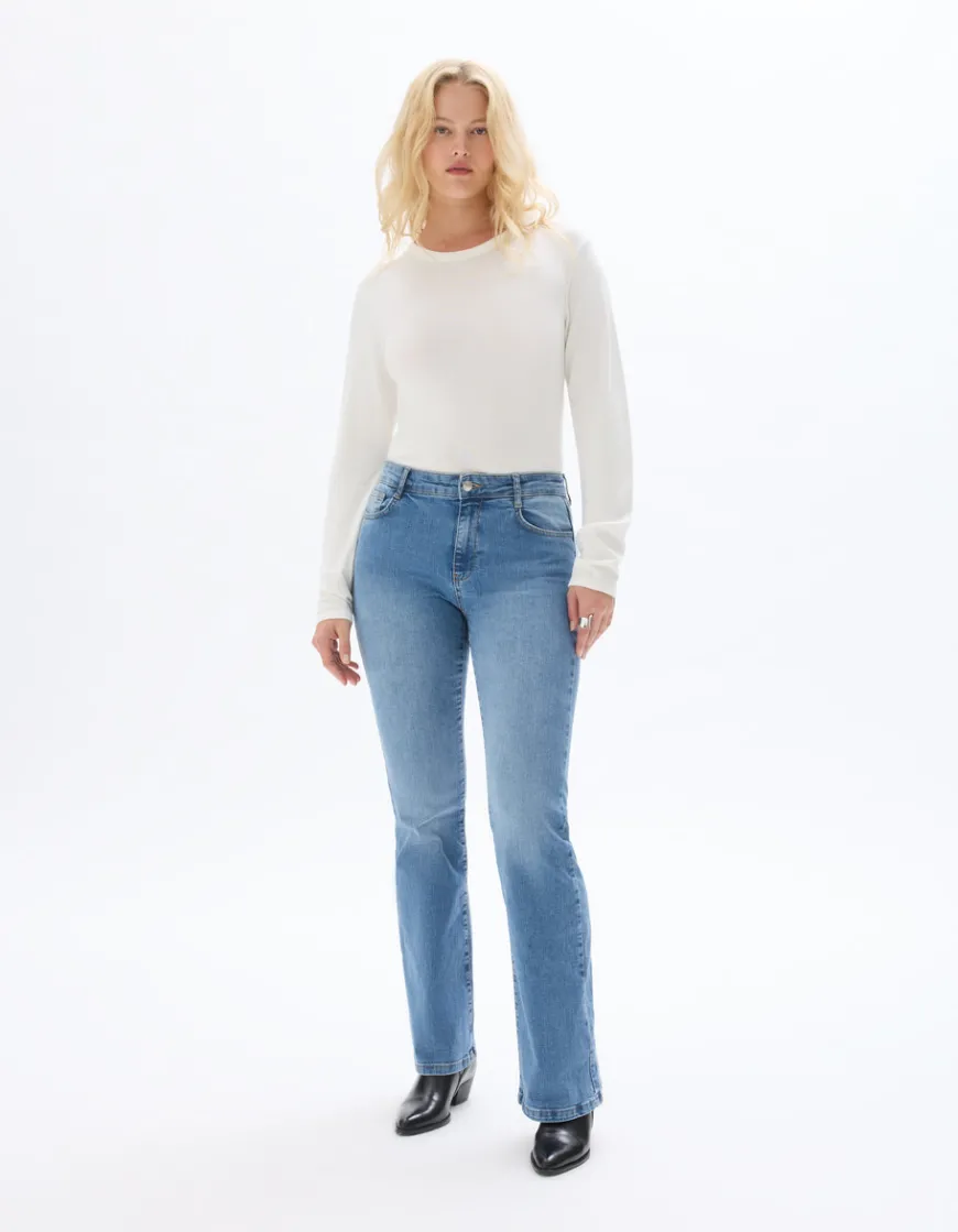 Celio Jean bootcut taille haute - bleu délavé^Femme Les Essentiels Aux Meilleurs Prix|Jeans