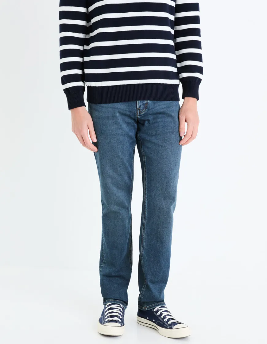 Celio Jean C.15 straight stretch maille 3 longueur - bleu^Homme C.15 / Jeans Straight|Jeans 3 Longueurs