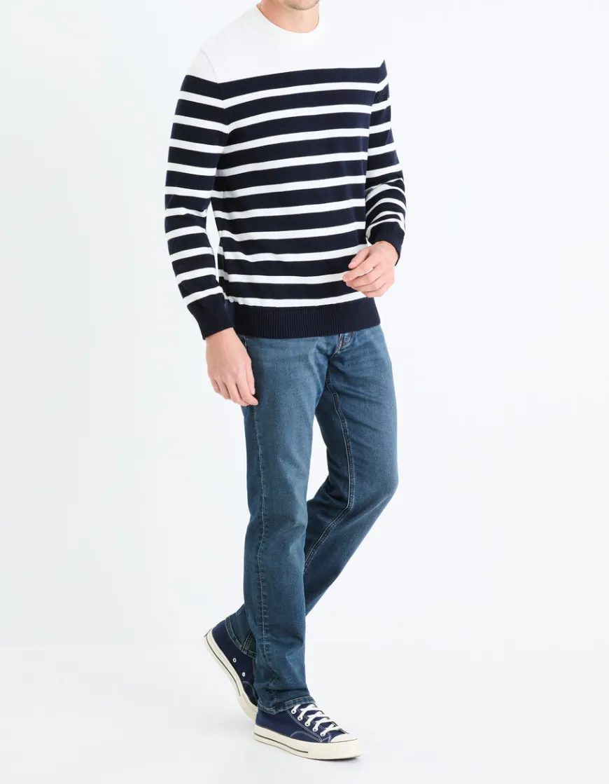 Celio Jean C.15 straight stretch maille 3 longueur - bleu^Homme C.15 / Jeans Straight|Jeans 3 Longueurs