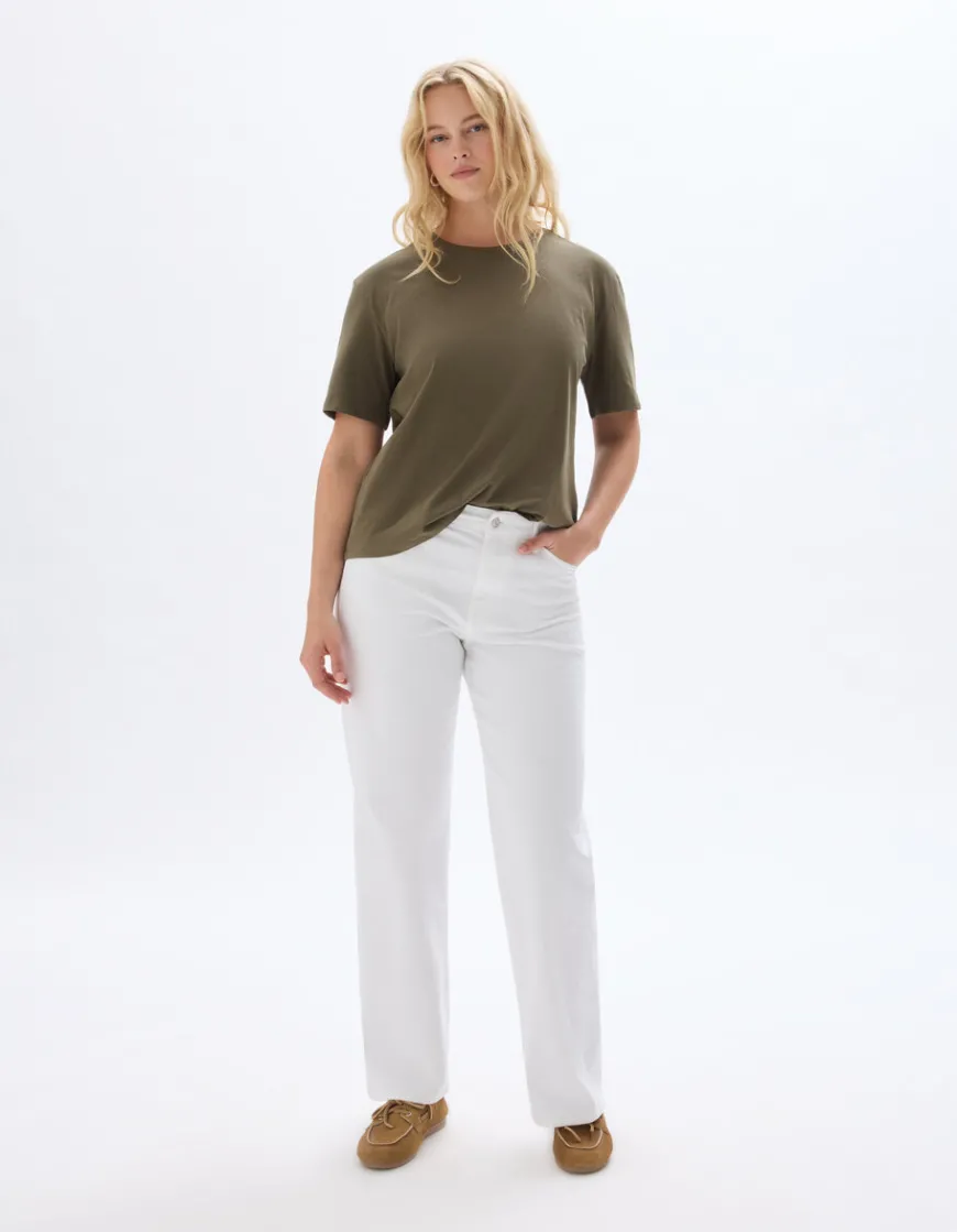 Celio Jean large taille haute 3 longueurs - écru^Femme Jeans