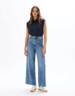 Celio Jean large taille haute - bleu^Femme Les Meilleures Ventes|Jeans