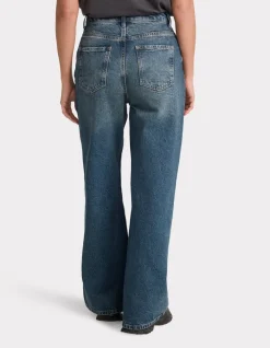 Celio Jean large taille haute délavé - bleu^Femme Jeans