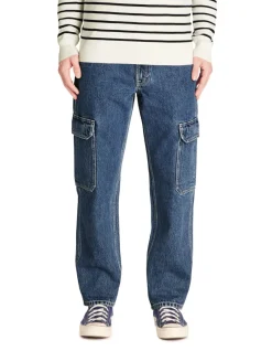 Celio Jean loose cargo 100% coton - bleu^Homme Jeans Loose|Jeans