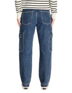Celio Jean loose cargo 100% coton - bleu^Homme Jeans Loose|Jeans
