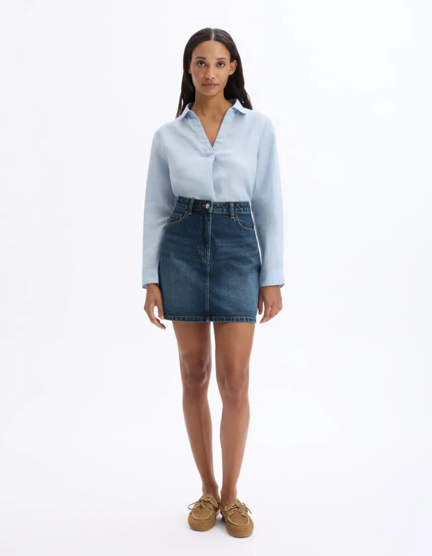 Celio Jupe courte basic en denim - bleu^Femme Les Essentiels Aux Meilleurs Prix|Jupes & Shorts