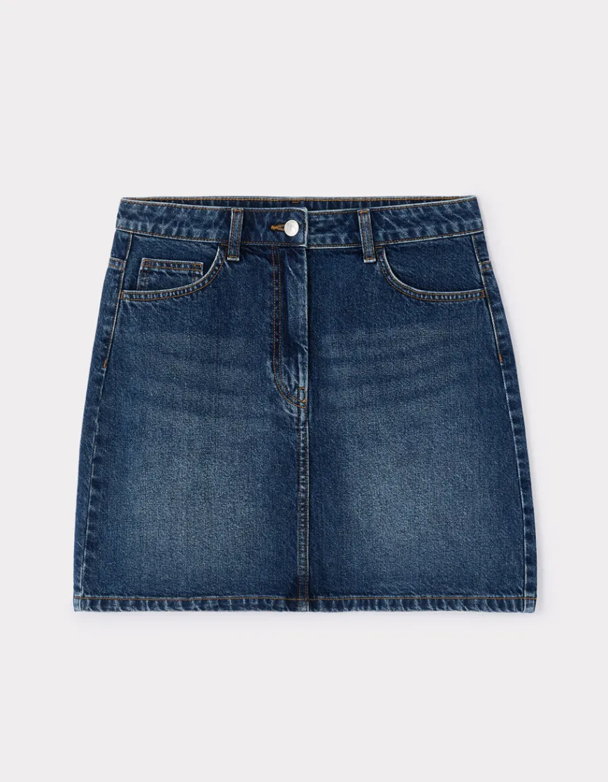 Celio Jupe courte basic en denim - bleu^Femme Les Essentiels Aux Meilleurs Prix|Jupes & Shorts