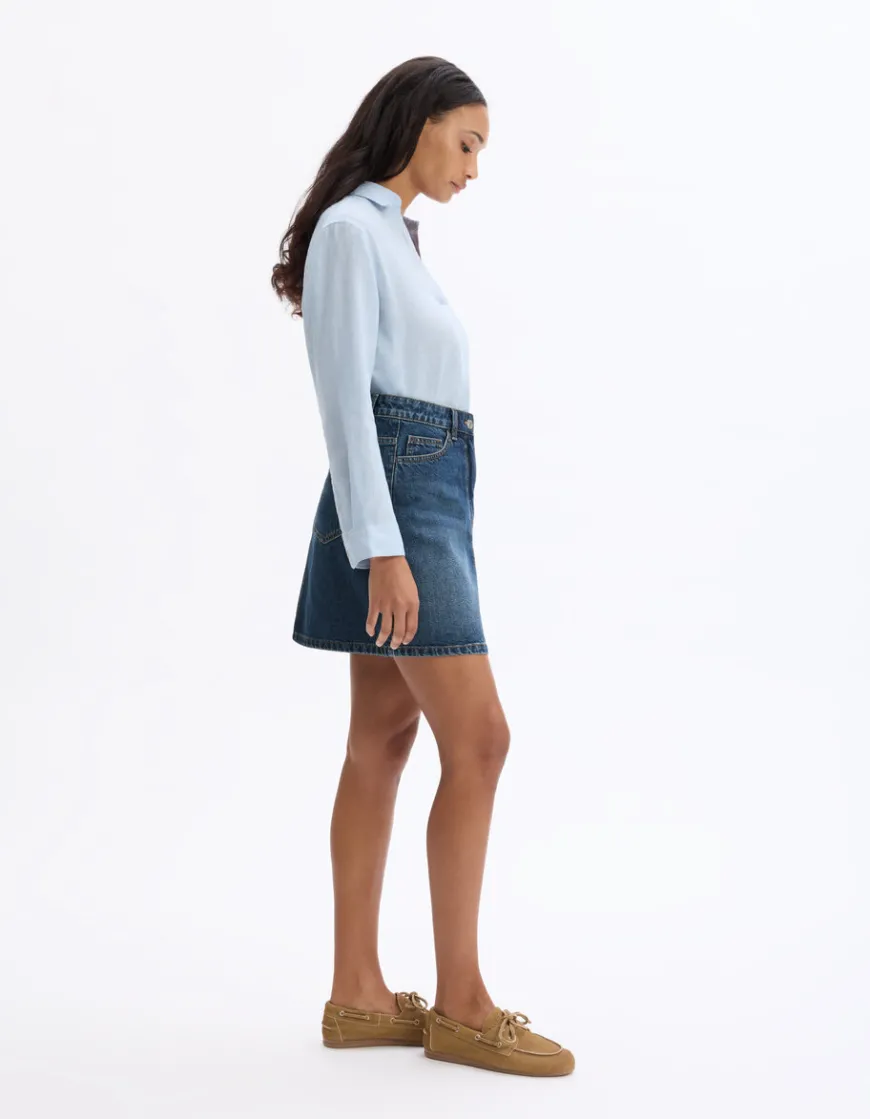 Celio Jupe courte basic en denim - bleu^Femme Les Essentiels Aux Meilleurs Prix|Jupes & Shorts