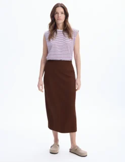 Celio Jupe en maille côtelée - marron^Femme Les Essentiels Aux Meilleurs Prix|Jupes & Shorts