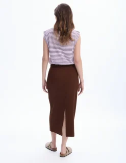 Celio Jupe en maille côtelée - marron^Femme Les Essentiels Aux Meilleurs Prix|Jupes & Shorts