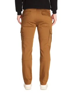 Celio Pantalon cargo straight coton stretch - marron^Homme Pantalons