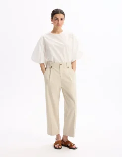 Celio Pantalon cigarette - écru^Femme Pantalons