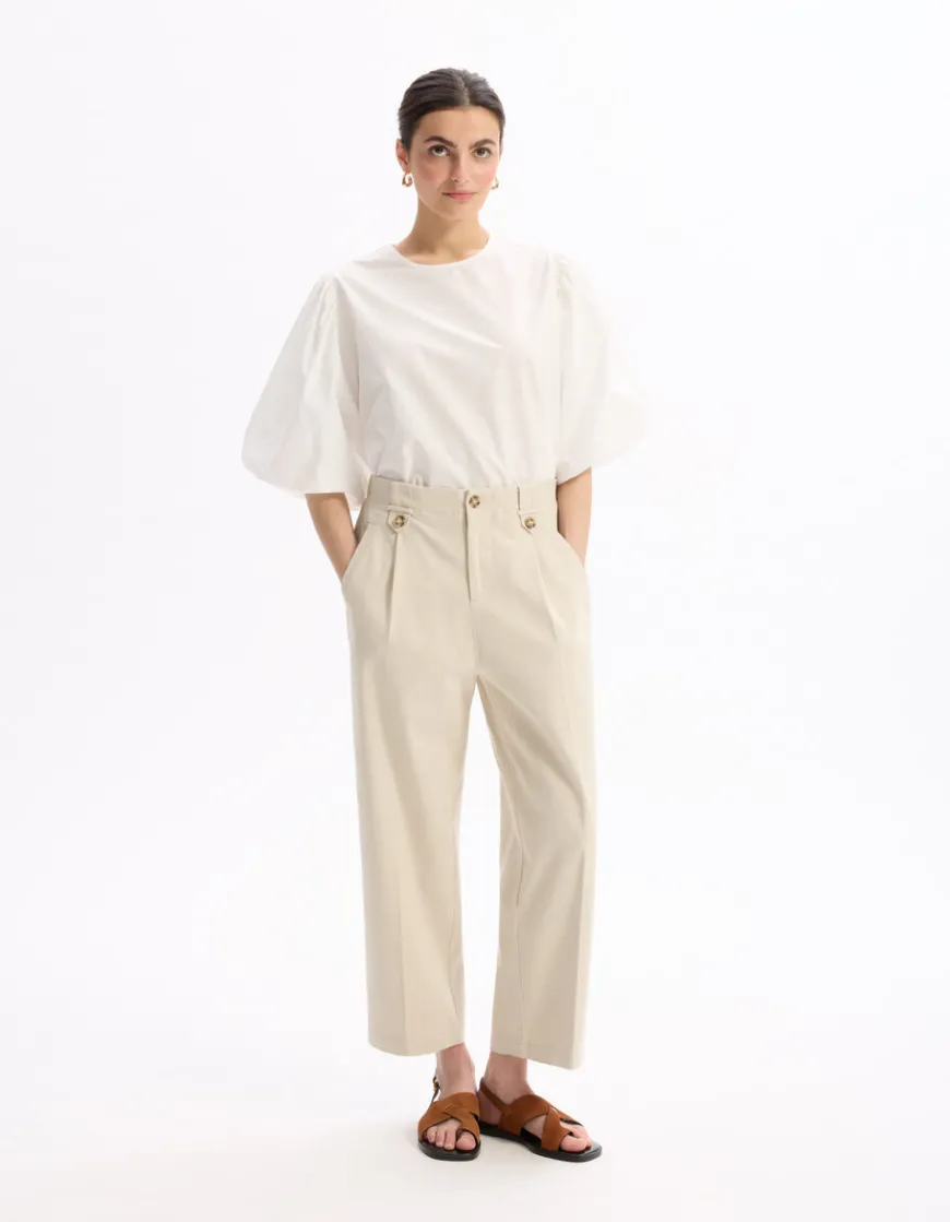 Celio Pantalon cigarette - écru^Femme Pantalons