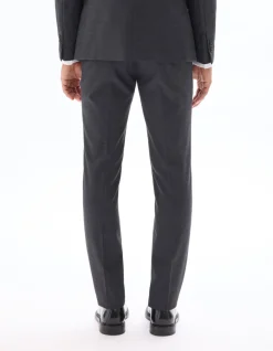 Celio Pantalon de costume slim en flanelle - gris foncé^Homme Pantalons|Cérémonie