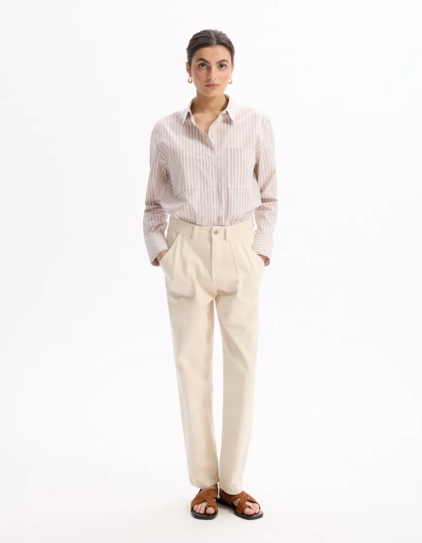 Celio Pantalon droit - beige^Femme Pantalons