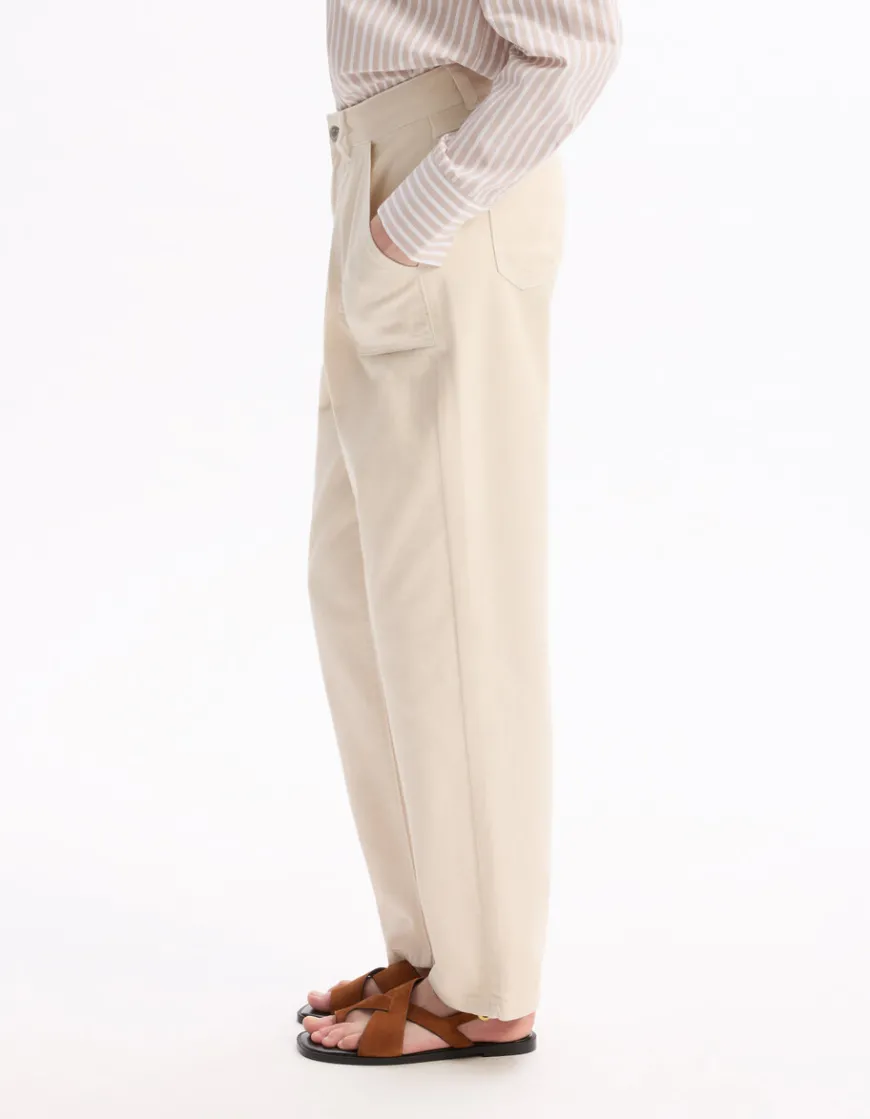 Celio Pantalon droit - beige^Femme Pantalons