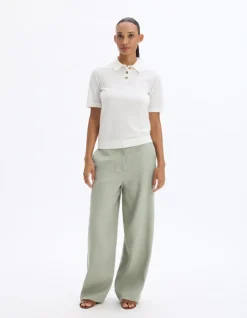 Celio Pantalon en lin - vert^Femme Pantalons|Collection Lin