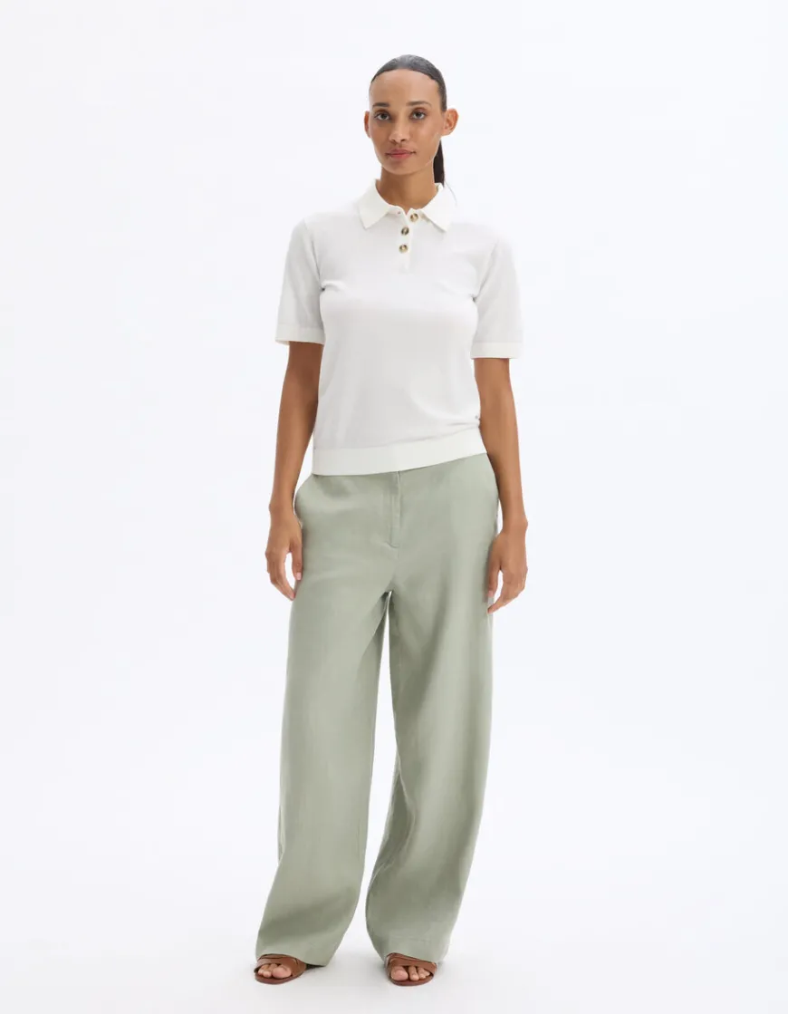 Celio Pantalon en lin - vert^Femme Pantalons|Collection Lin