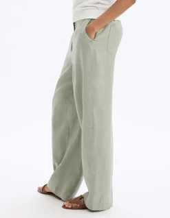 Celio Pantalon en lin - vert^Femme Pantalons|Collection Lin