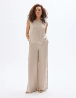 Celio Pantalon fluide satiné - beige^Femme Pantalons|Les Ensembles