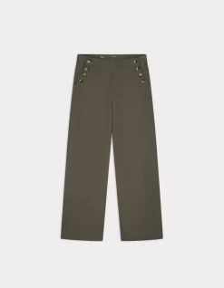 Celio pantalon large à bouton - kaki^Femme Pantalons