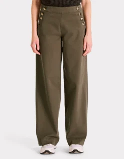 Celio pantalon large à bouton - kaki^Femme Pantalons