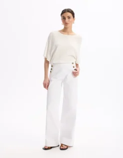 Celio pantalon large à bouton décoratifs -^Femme Pantalons