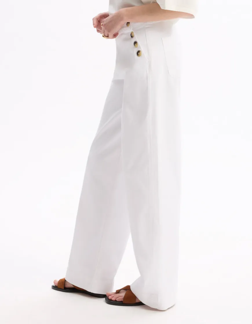 Celio pantalon large à bouton décoratifs -^Femme Pantalons