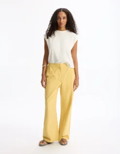 Celio Pantalon large - jaune^Femme Pantalons