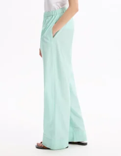 Celio Pantalon large en popeline de coton - vert d'eau^Femme Loungewear|Les Essentiels Aux Meilleurs Prix