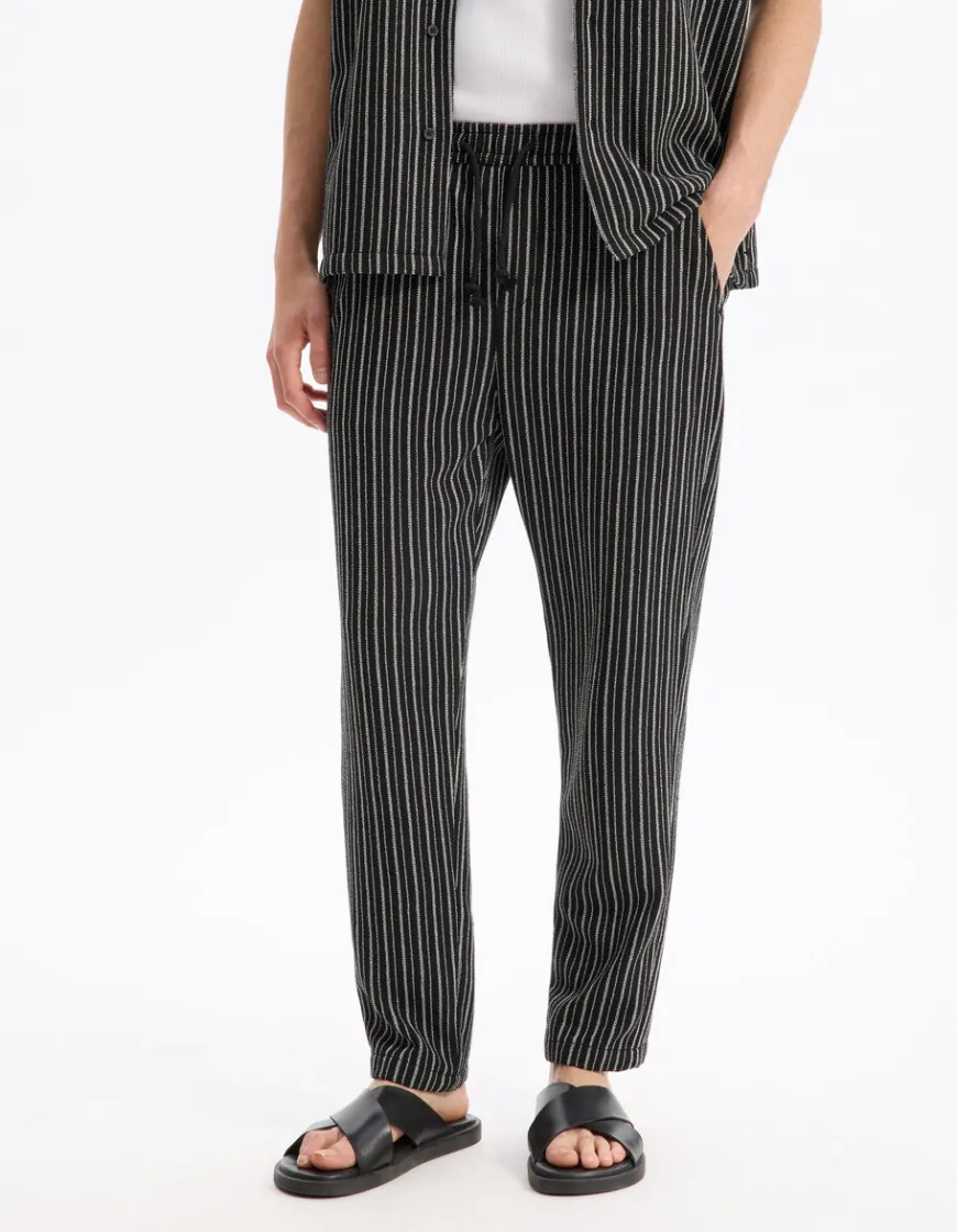 Celio Pantalon relaxed coton mélangé - noir^Homme Pantalons